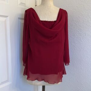 Red Draped Chiffon Women's Top